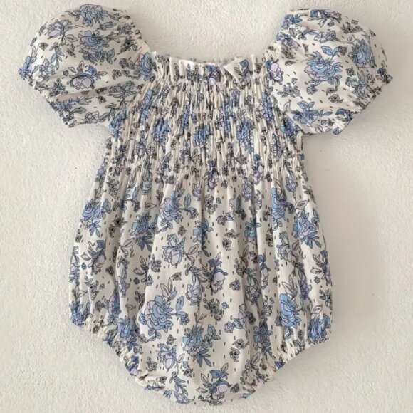 Vintage-Inspired Cotton Romper for Baby Girls - Picture 1 of 3